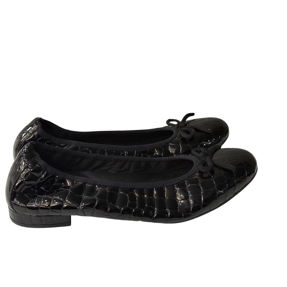 David Tate Black Croc Patent‎ Leather Ballet Flats Round Toe Low Heel Shoes 10